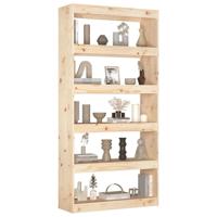 Boekenkast/kamerscherm 80x30x167,4 cm massief grenenhout - thumbnail