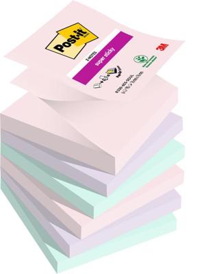 Post-it Super Sticky Z-notes Soulful, 90 vel, ft 76 x 76 mm, geassorteerde kleuren, pak van 6 blokken