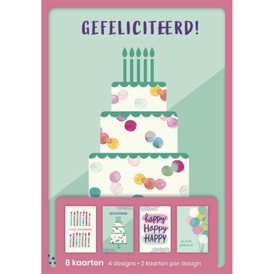 hallmark wenskaarten, gefeliciteerd, blister van 8 stuks