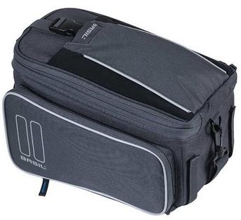 Basil sport design trunkbag - grijze fietsbagagedragertas, 7-15l, waterafstotend, voor reguliere fiets en e-bike