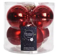 Decoris kerstballen Glas 6st kerstrood 8cm - thumbnail