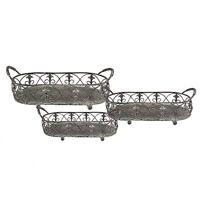 Clayre & Eef Opbergmand Set van 3 Grijs Groen Ijzer Planthouder - thumbnail