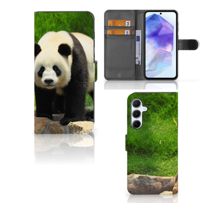 Samsung Galaxy A55 | Telefoonhoesje | Met pasjeshouder | Panda Samsung Galaxy A55 | Telefoonhoesje | Met pasjeshouder | Panda