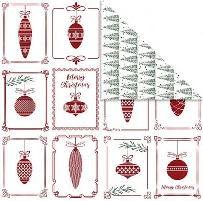 Vivi Gade Design papier, kerstballen en kerstbomen, vel 30,5x30,5 cm, 180 gr, 5 vel/ 1 doos
