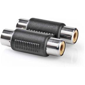 Stereo Audioadapter | 2x RCA female - 2x RCA female | 10 stuks | Zwart