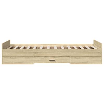 Bedframe met lades bewerkt hout sonoma eikenkleurig 75x190 cm