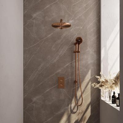 Brauer Copper Carving Thermostatische Regendoucheset Inbouw - Hoofddouche 30 cm - Rechte Wandarm - 3 Weg - Handdouche 3 Standen - Doucheslang - Geintegreerde Glijstang