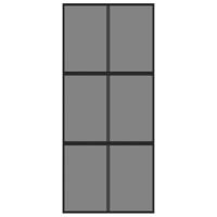Schuifdeur 90x205 cm gehard glas en aluminium zwart - thumbnail