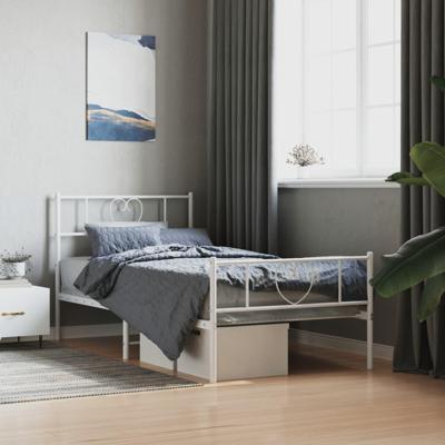 Bedframe met hoofd- en voeteneinde metaal wit 75x190 cm