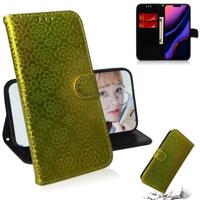 Voor iPhone 11 effen kleur kleurrijke magnetische Buckle horizontale Flip PU lederen draagtas met houder & kaartsleuven & portemonnee & Lanyard (goud) - thumbnail