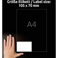 Avery-Zweckform 3426 Universele etiketten 105 x 70 mm Papier Wit 800 stuk(s) Permanent hechtend Inkjet, Laser (zwart/wit), Laser (kleur), Kopiëren (zwart/wit), - thumbnail