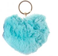 LG-Imports sleutelhanger fluffy hart blauw - thumbnail