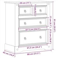 Ladekast Corona 80x43x91 cm massief grenenhout - thumbnail