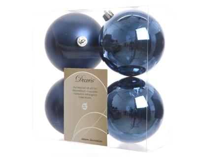 4 Kerstballen plastic glans-mat diameter 10cm nacht blauw KSD - Ksd