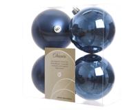 4 Kerstballen plastic glans-mat diameter 10cm nacht blauw KSD - Ksd - thumbnail