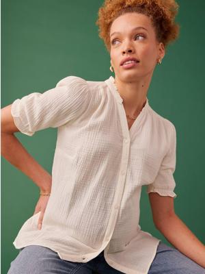 Zwangerschapsblouse van katoengaas ENVIE DE FRAISE ecru