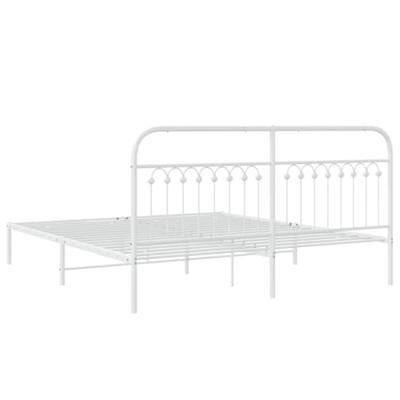 Bedframe met hoofdbord metaal wit 183x213 cm Bedframe met hoofdbord metaal wit 183x213 cm