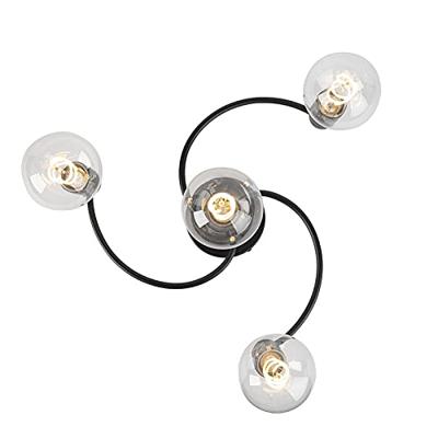 QAZQA Smart plafondlamp zwart incl. 4 Wifi G95 - Facile