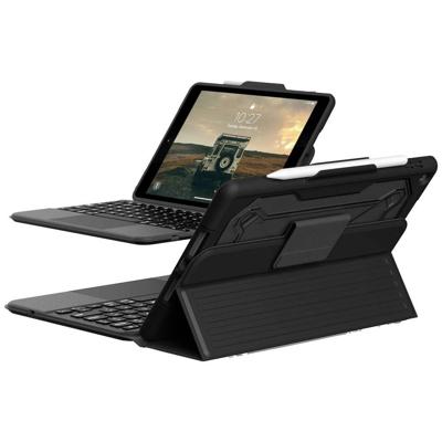 URBAN ARMOR GEAR Rugged Keyboard Case Apple iPad 10.2 (2021/2020/2019) hoes incl. toetsenbord met trackpad [QWERTZ lay-out, LED-achtergrondverlichting, Apple Pencil houder] zwart