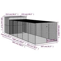 Hondenhok met ren 214x661x181 cm gegalvaniseerd staal antraciet - thumbnail