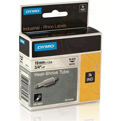 Dymo IND krimpkous zwart op wit, 19 mm x 1,5 meter label krimpkous