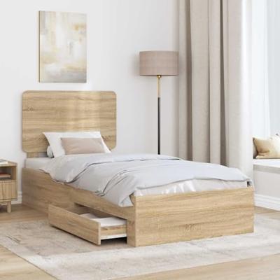 Bedframe met hoofdeinde Sonoma Eiken 90 x 190 cm Bewerkt hout