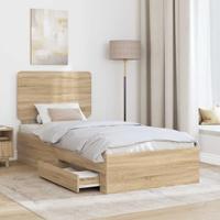 Bedframe met hoofdeinde Sonoma Eiken 90 x 190 cm Bewerkt hout - thumbnail
