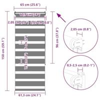 VidaXL Zebra rolgordijn 65x150 cm stofbreedte 60,9 cm polyester wit - thumbnail