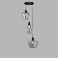 Searchlight Vide hanglampMia 3-lichts zwart met smoke glas - 5423-3BK - thumbnail