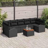 Tuinbankenset met opslag 8 pcs Zwart poly rattan - thumbnail