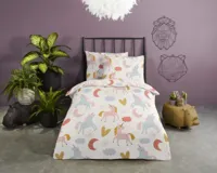 Good Morning Ledikant babydekbedovertrek "eenhoorn en regenboog" - Multi - (100x135 cm) - Katoen - thumbnail