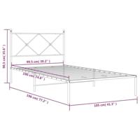 Bedframe met hoofdbord metaal zwart 100x190 cm - thumbnail