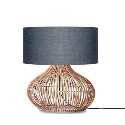 GOOD&MOJO Tafellamp 'Kalahari' Rotan en linnen, 65cm, kleur Naturel/Donkergrijs GOOD&MOJO Tafellamp 'Kalahari' Rotan en linnen, 65cm, kleur Naturel/Donkergrijs