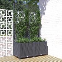 VidaXL Plantenbak met latwerk 80x40x136 cm polypropeen donkergrijs - thumbnail
