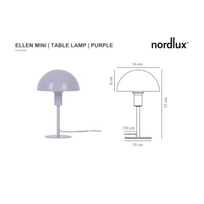 Tafellamp paars met schakelaar en E14 fitting Nordlux Ellen mini 25 cm Tafellamp paars met schakelaar en E14 fitting Nordlux Ellen mini 25 cm