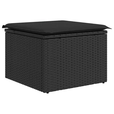 6-delige Loungeset met kussens poly rattan acacia zwart - thumbnail