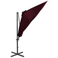 VidaXL Zweefparasol met paal en led-verlichting 300 cm bordeauxrood - thumbnail
