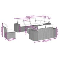 9-delige Loungeset met kussens poly rattan grijs - thumbnail