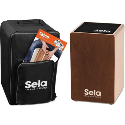 Sela SE 191 EN Primera Brown Cajon Set + tas, pad, Engelstalig boek