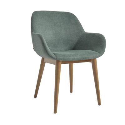 Kave Home Konna eetkamerstoel Groen poot hout