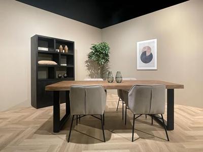 Brix Eettafel 'Sturdy' Boomstam, Mangohout en staal, 180 x 100cm Brix Eettafel 'Sturdy' Boomstam, Mangohout en staal, 180 x 100cm