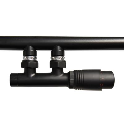 BWS Radiator Onderblok Haaks Rechts Mat Zwart (Voor midden aansluiting) BWS Radiator Onderblok Haaks Rechts Mat Zwart (Voor midden aansluiting)