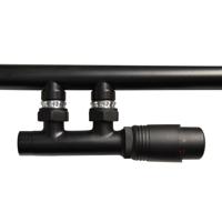 BWS Radiator Onderblok Haaks Rechts Mat Zwart (Voor midden aansluiting) - thumbnail