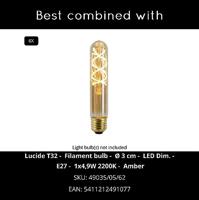 Lucide T32 - Filament lamp - Ø 3 cm - LED Dimb. - E27 - 1x4,9W 2200K - Amber - thumbnail