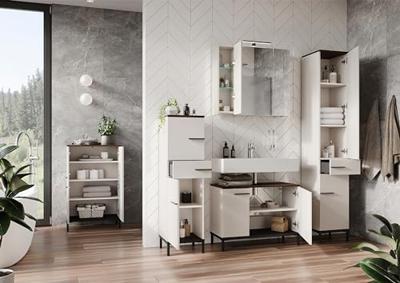 Germania Yonkers Badkamerkast Laag Cashmere|Walnoot