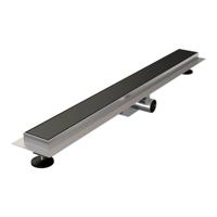 Douchegoot Brauer Mat Zwart Inclusief Vloerflens 80x7 cm Zero Tegelinlegrooster Omkeerbaar - thumbnail