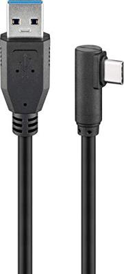 Goobay 66502 USB 3.0 naar USB C kabel 1,5 m / 15 W mobiele telefoon kabel / 90 graden USB C hoekstekker/oplaadkabel 5 Gbits SuperSpeed/USB Type C mobiele telefoon Samsung Sony/zwart / 1,5 meter