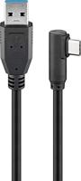 Goobay 66502 USB 3.0 naar USB C kabel 1,5 m / 15 W mobiele telefoon kabel / 90 graden USB C hoekstekker/oplaadkabel 5 Gbits SuperSpeed/USB Type C mobiele telefoon Samsung Sony/zwart / 1,5 meter - thumbnail