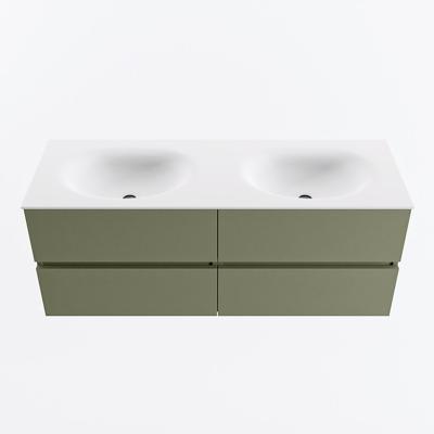 MONDIAZ VICA 130cm badmeubel onderkast Army 4 lades. Wastafel MOON dubbel 2 kraangaten, kleur Talc.