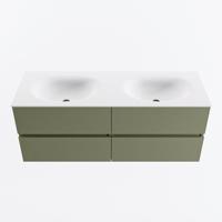 MONDIAZ VICA 130cm badmeubel onderkast Army 4 lades. Wastafel MOON dubbel 2 kraangaten, kleur Talc. - thumbnail